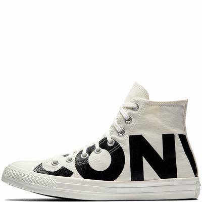 Converse Chuck Taylor All Star Wordmark High Tops Kids - Beige/Black Shoes (933NRVHK)